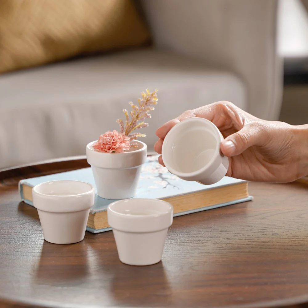 Mini Pot For Table Decor White Set of 4 - Image 3