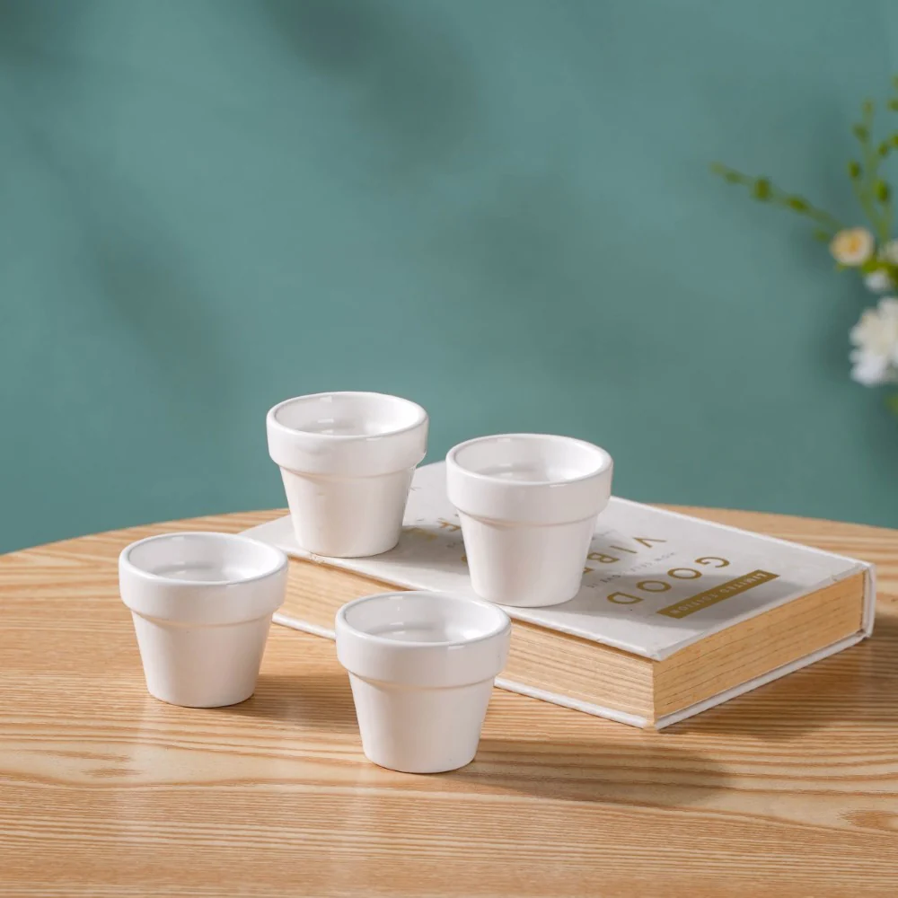 Mini Pot For Table Decor White Set of 4 - Image 5