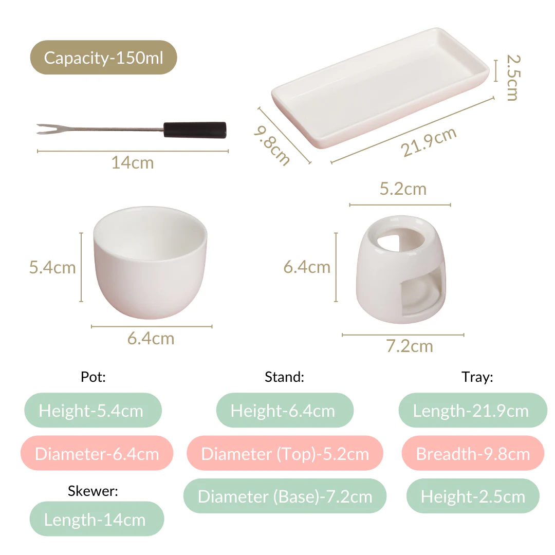 Mini White Fondue Set With Plate - Image 3