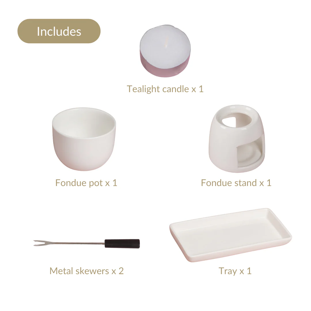 Mini White Fondue Set With Plate - Image 5
