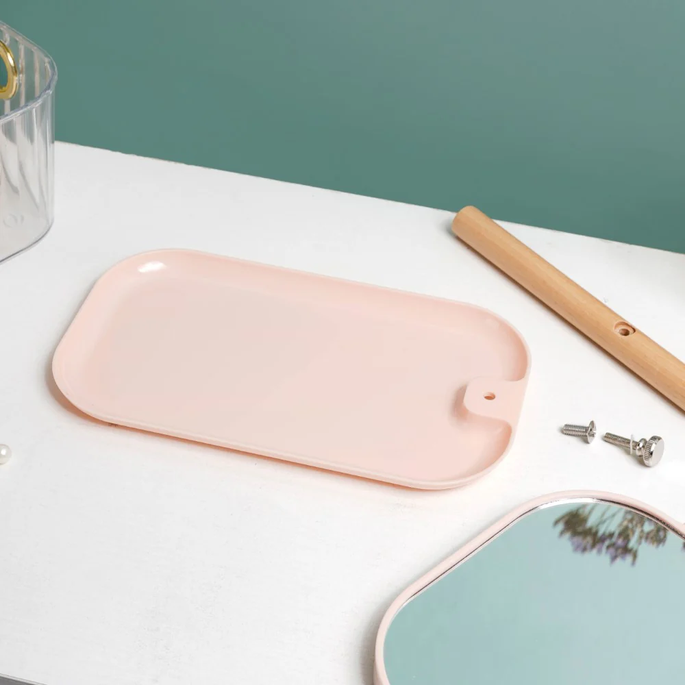 Minimalist Double Sided Stand Mirror With Tray Pink - Image 11