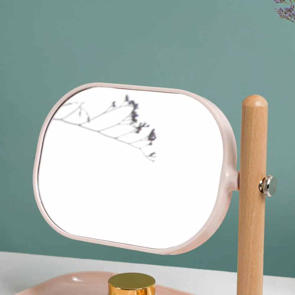 Minimalist Double Sided Stand Mirror With Tray Pink - Image 5