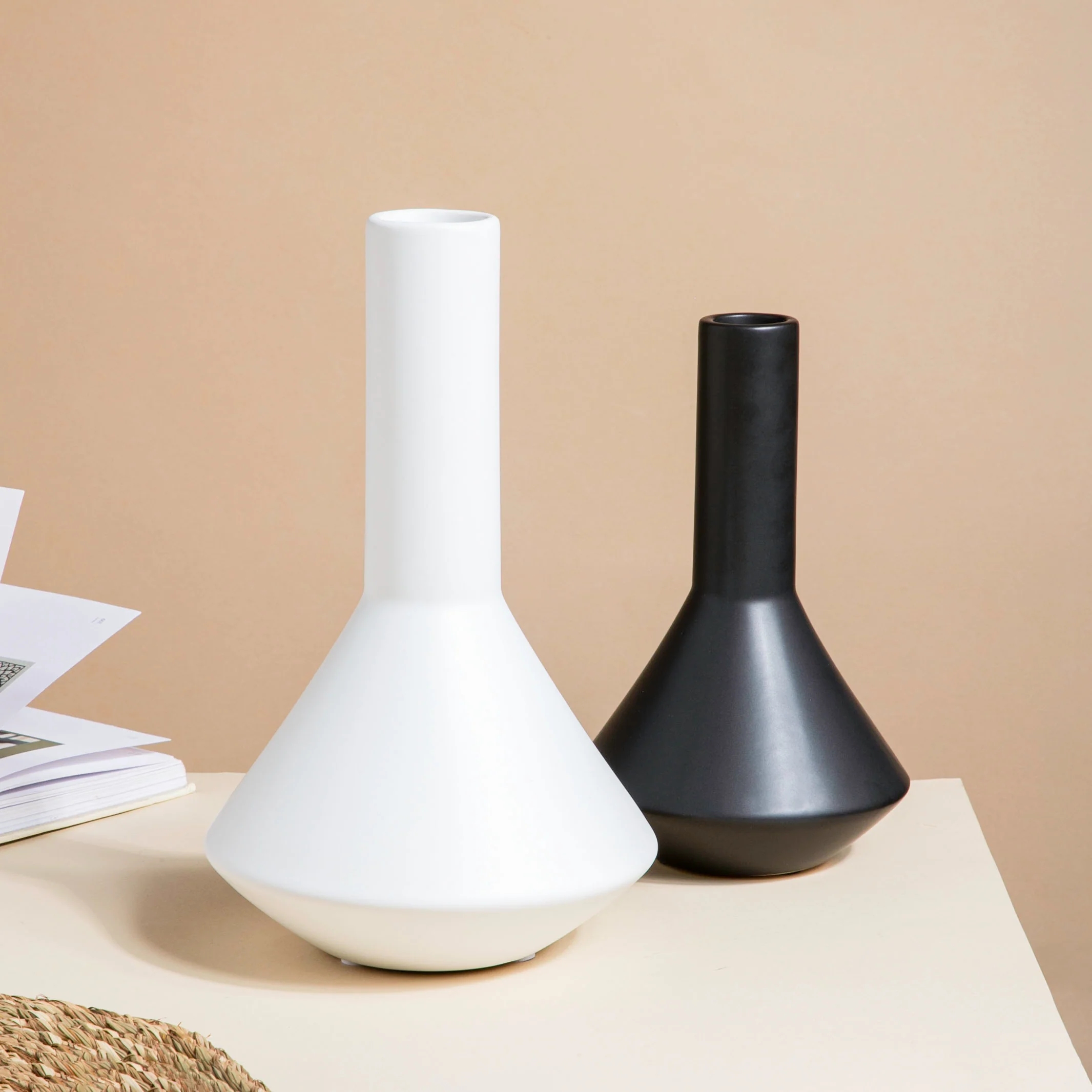 Minimalist Flask Shaped Ceramic Vase Black - Image 6