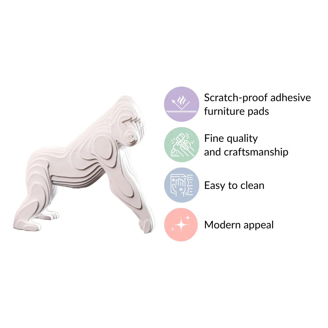 Minimalist Gorilla Sculpture White - Image 6