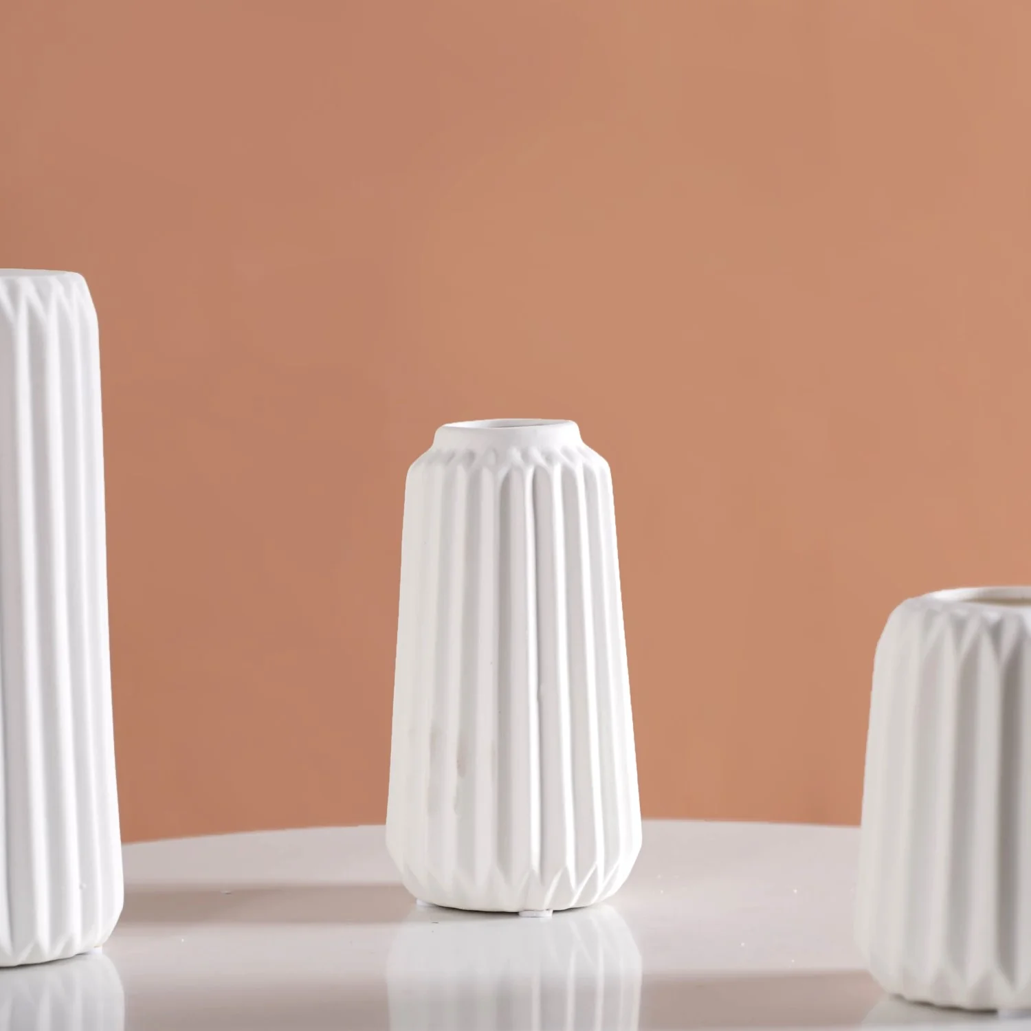 Minimalist Matte White Flower Vase Set Of 3 - Image 8