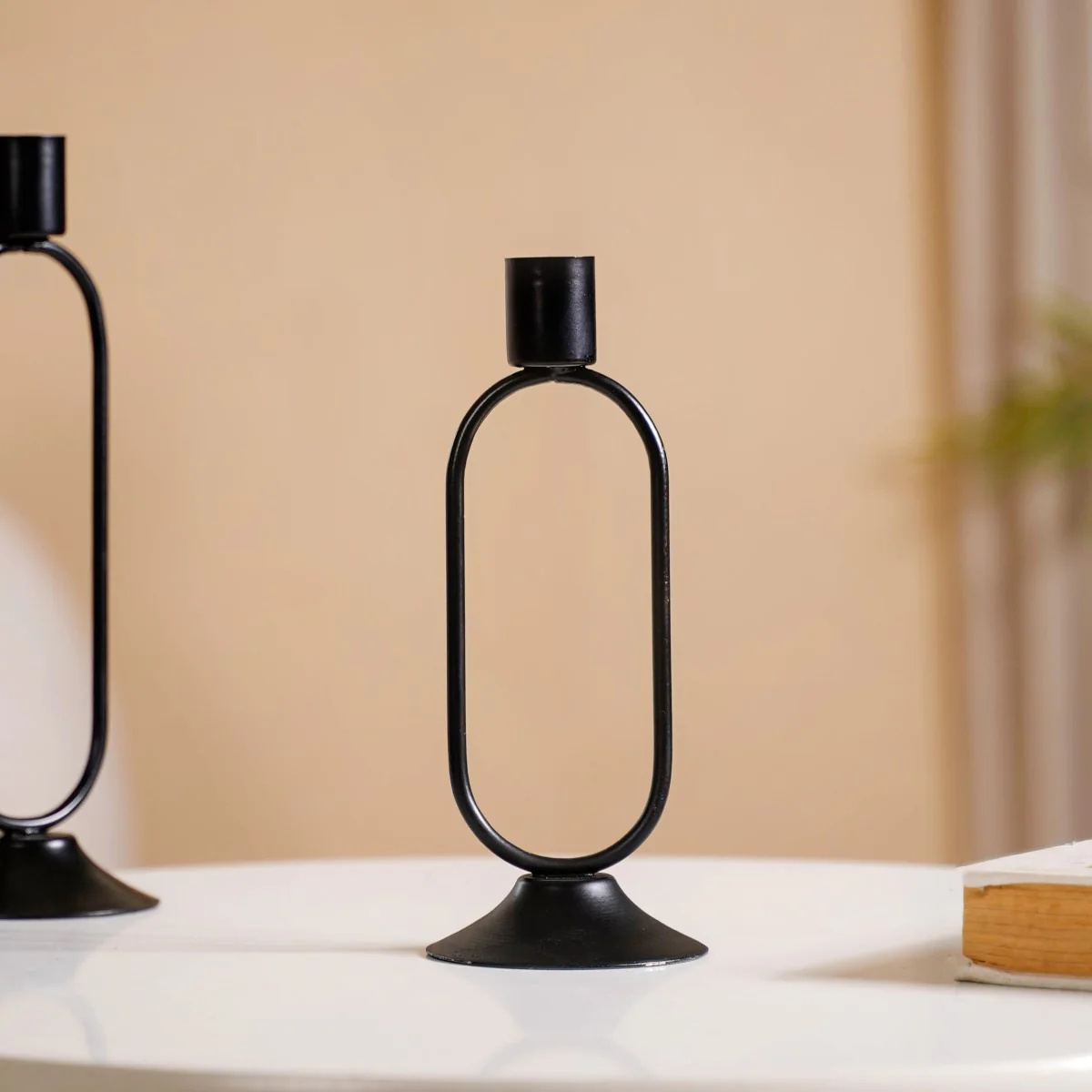Minimalist Metal Taper Candle Holder Set of 2 Black - Image 7