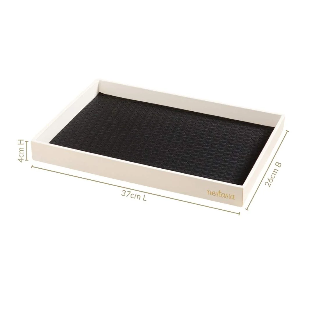 Minimalist Organiser Tray With Faux Leather Base Black White - Image 6