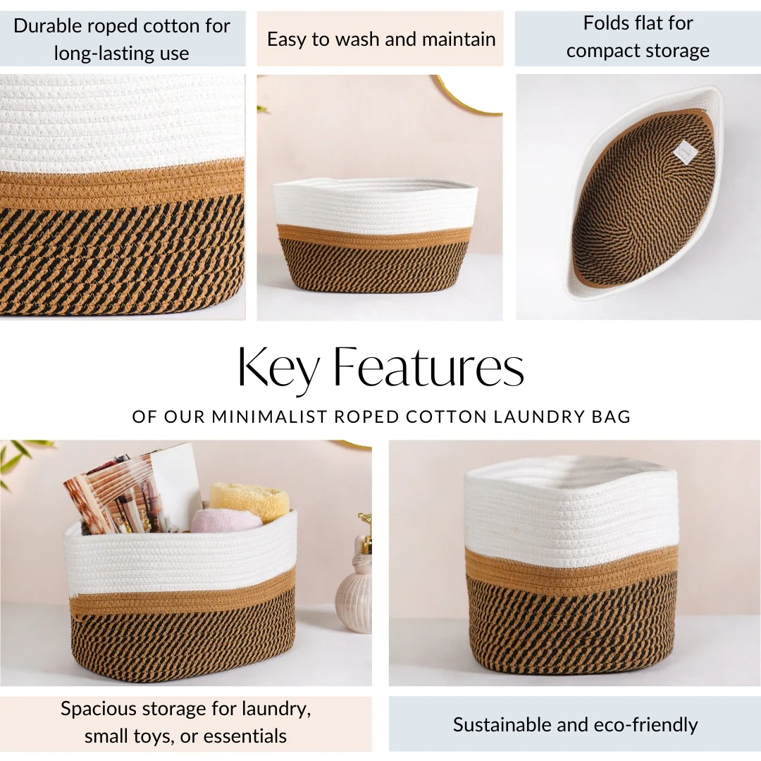 Minimalist Roped Cotton Storage Basket 20cm - Image 4