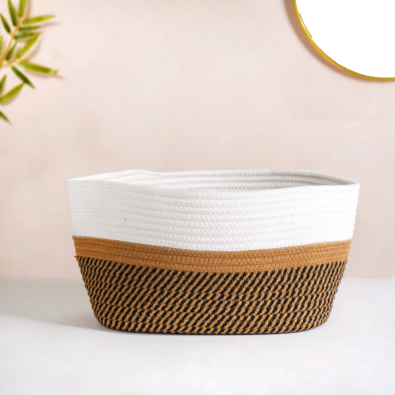 Minimalist Roped Cotton Storage Basket 20cm - Image 7