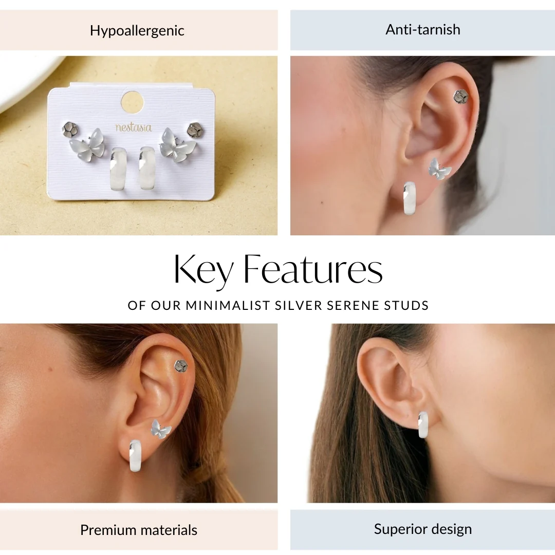 Minimalist Silver Serene Studs - Image 4