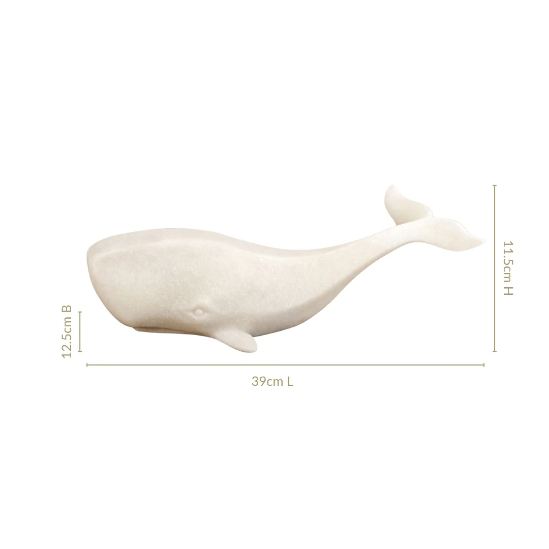 Minimalist White Whale Sculpture Large - Image 4