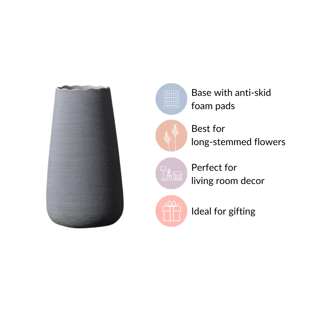 Minimalistic Textured Ceramic Vase - Image 5