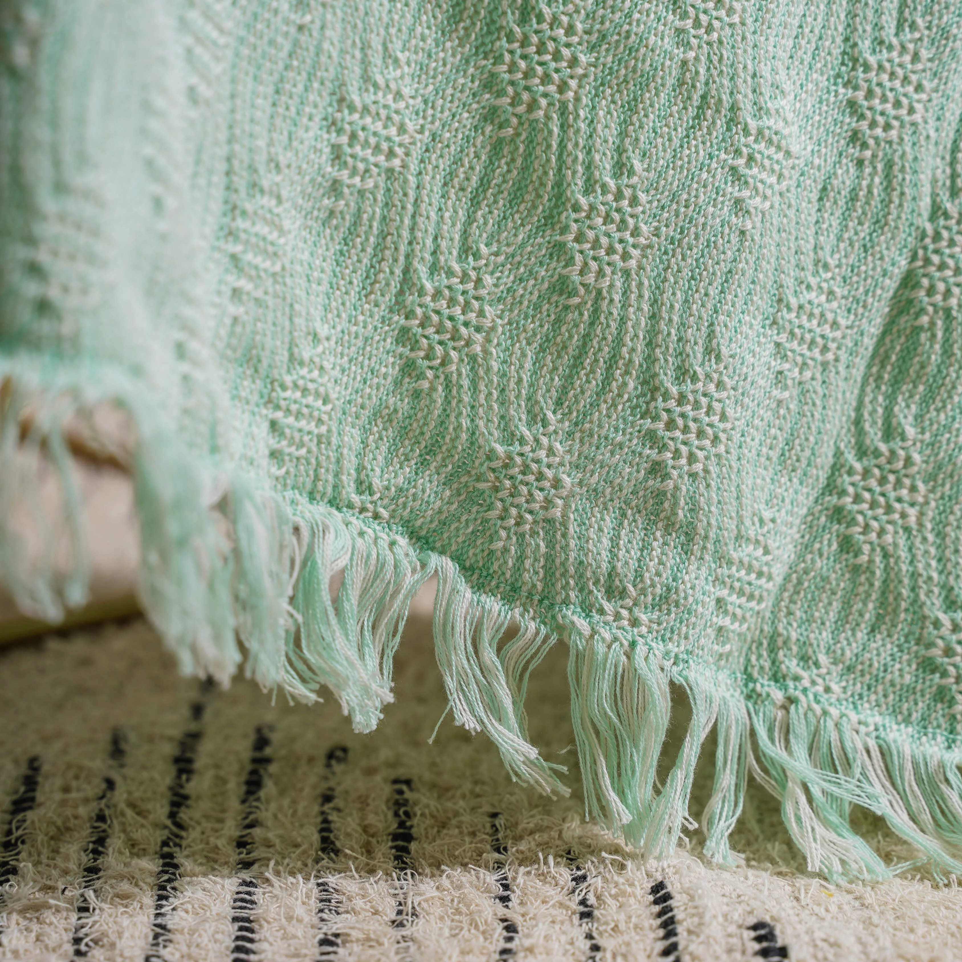Mint And White Textured Throw - Image 6