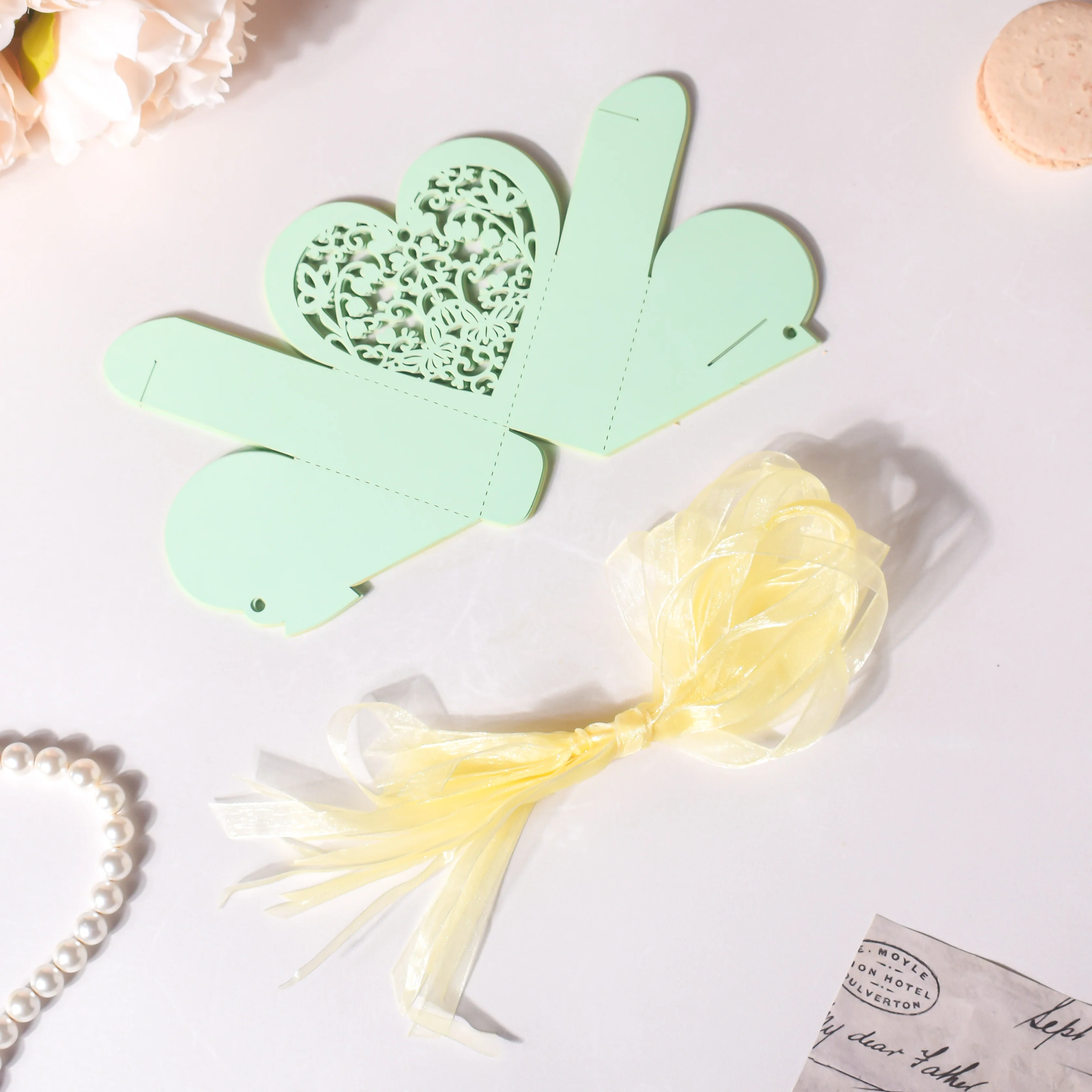 Mint Green Heart Paper Gift Box Set of 20 - Image 4