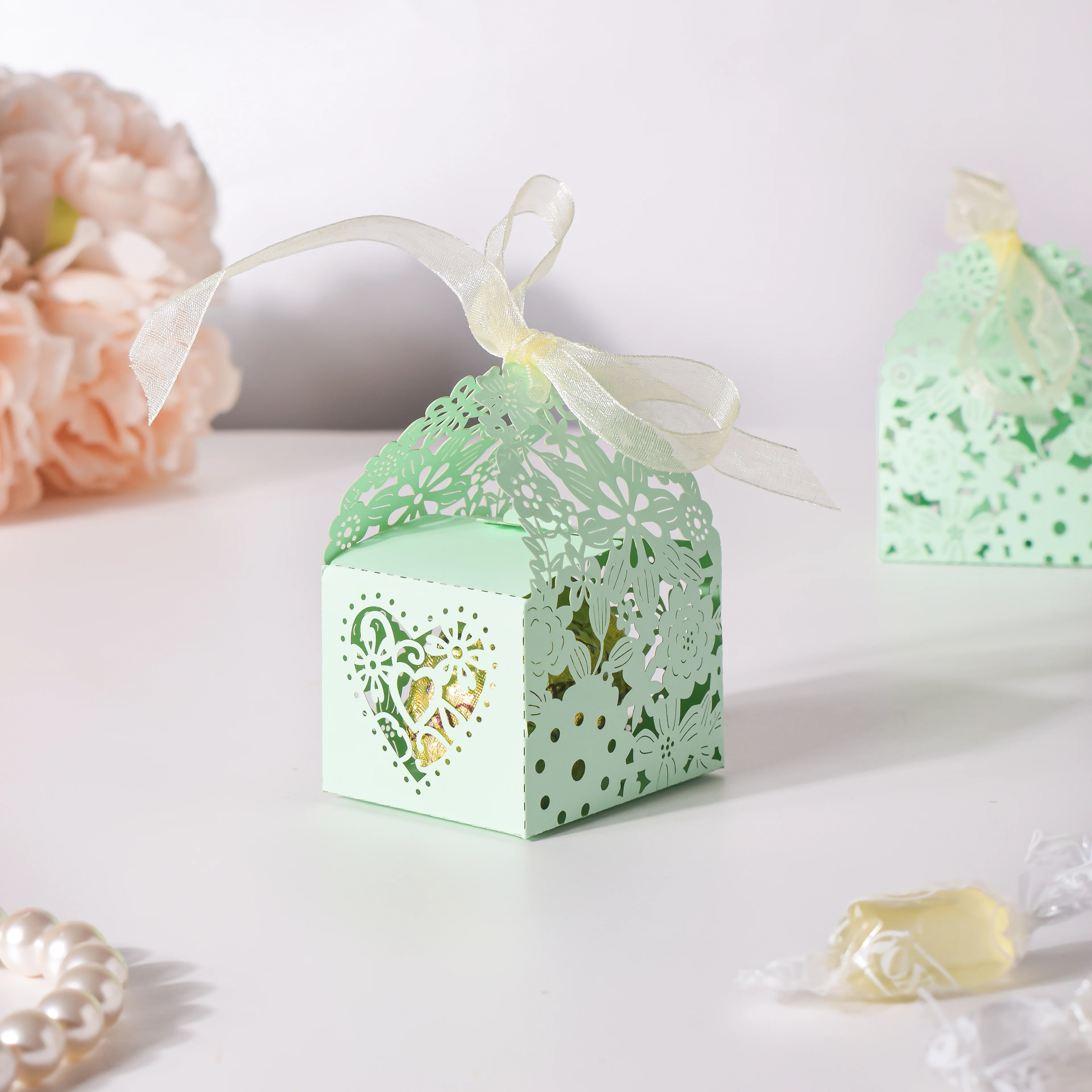 Mint Green Square Paper Gift Box Set of 20 - Image 5