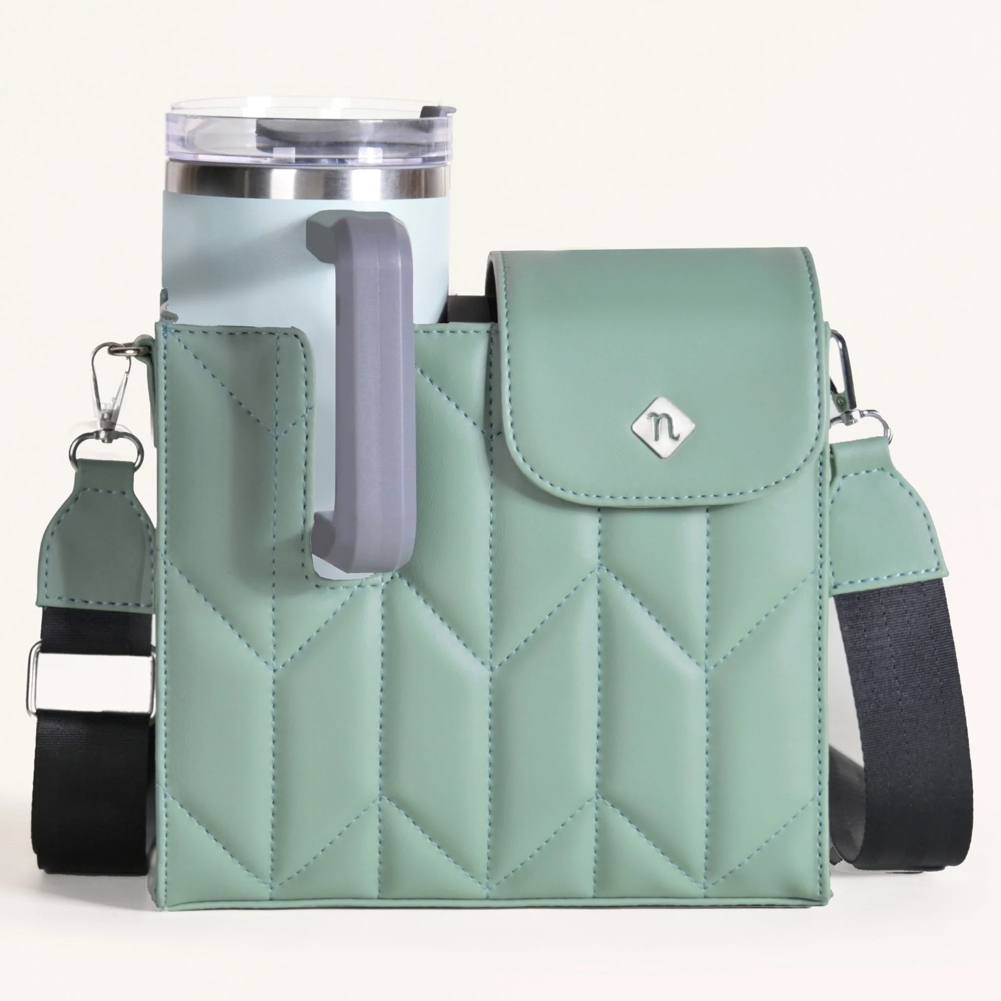 Mint Green Water Bottle Bag With Sling - Image 2