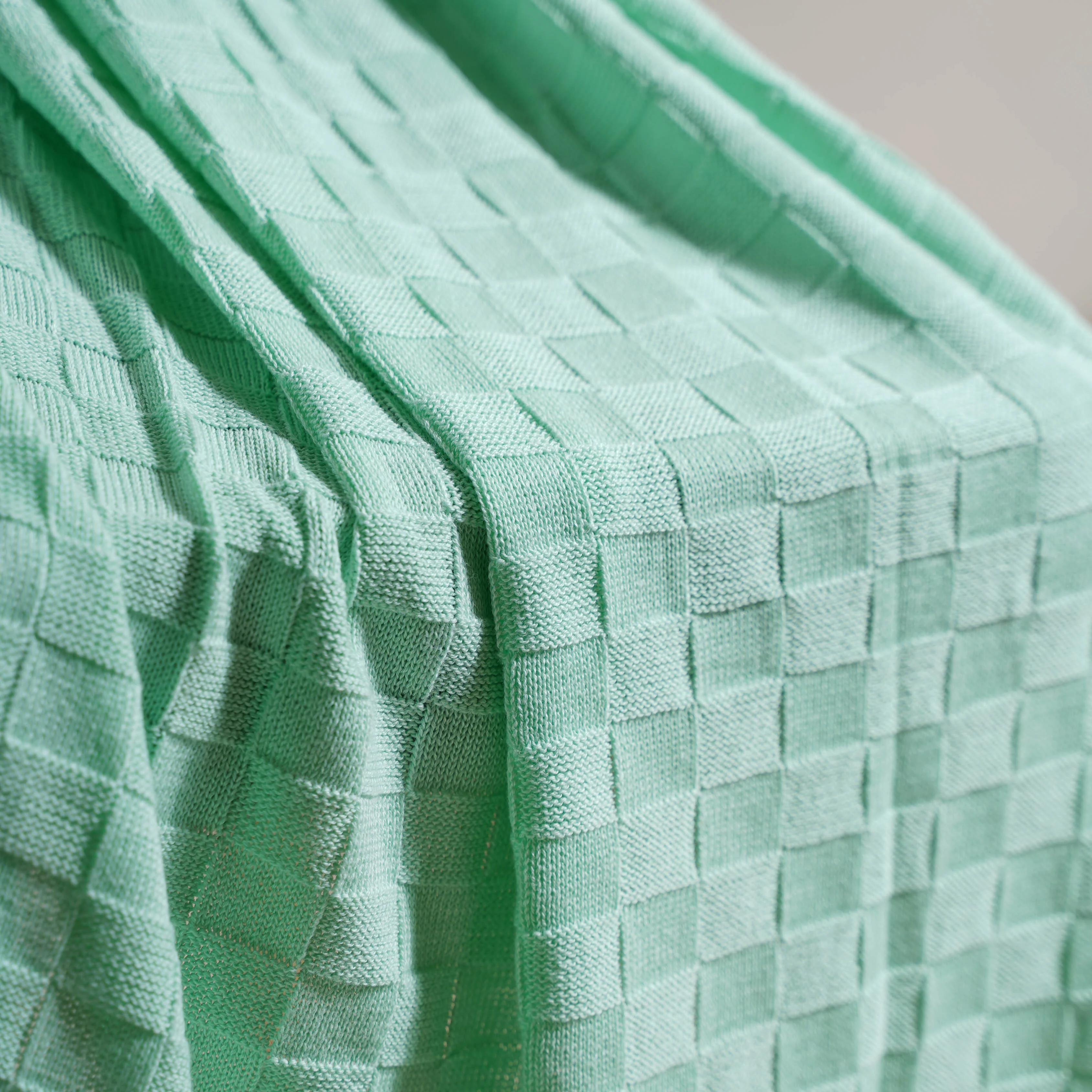 Mint Ribbed Knitted Throw - Image 2
