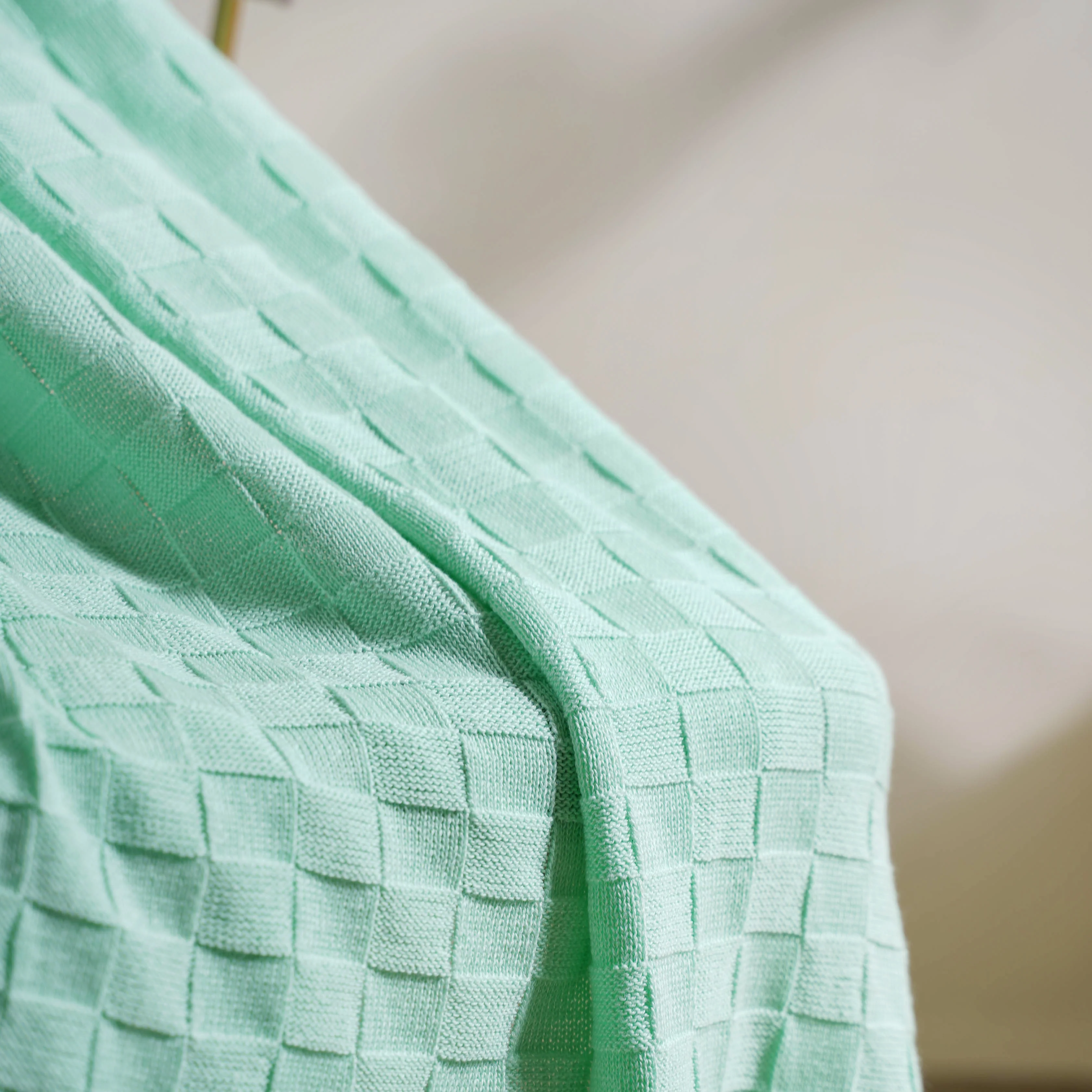 Mint Ribbed Knitted Throw - Image 5