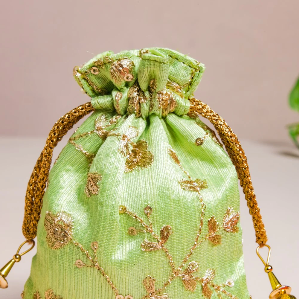 Miran Zari Gold Embroidered Shagun Potli Bag Set Of 3 - Image 11