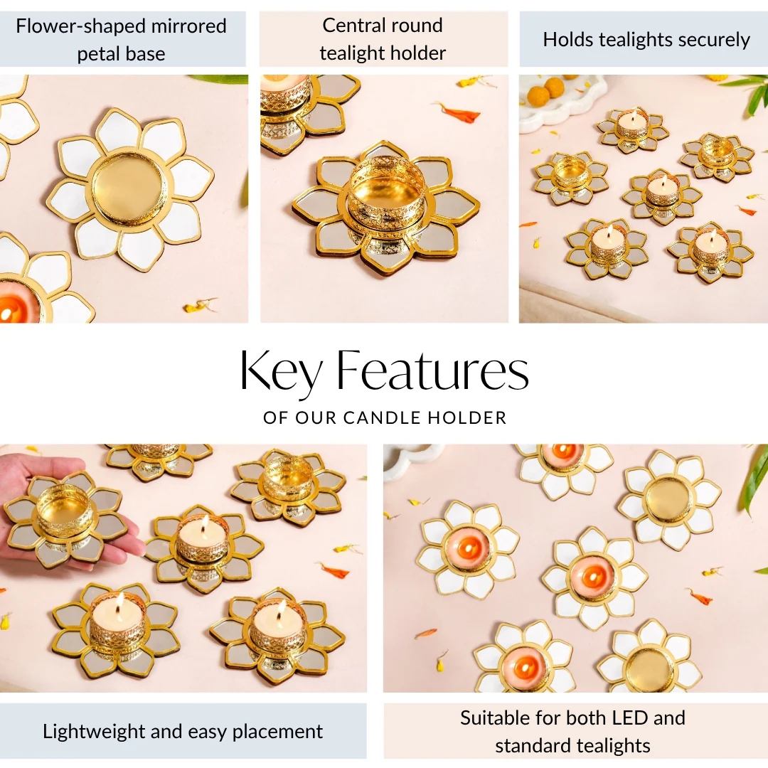 Mirror Petal Tea Light Holder Set Of 6 - Image 5