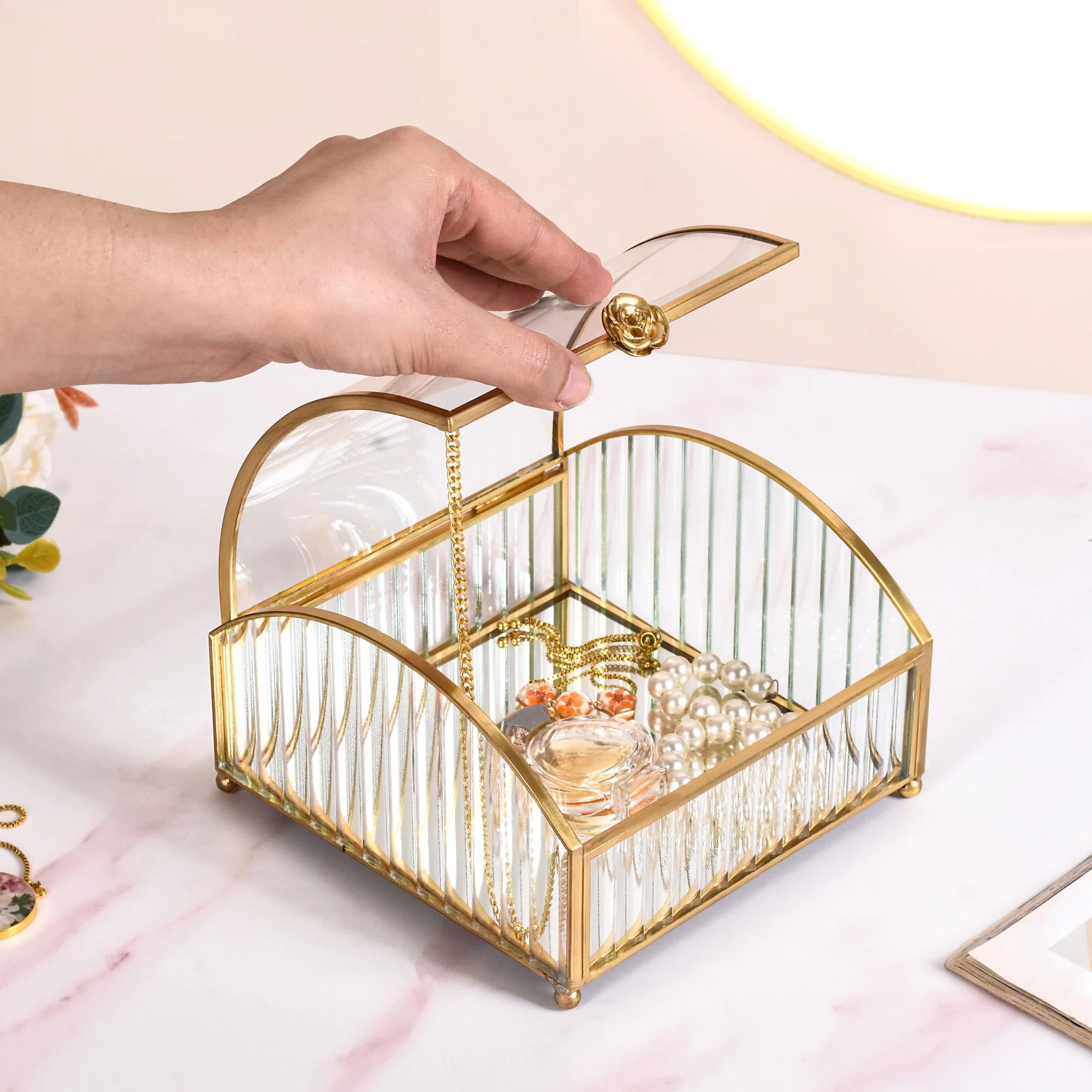 Mirrored Glass Treasure Chest Jewellery Box - Image 7
