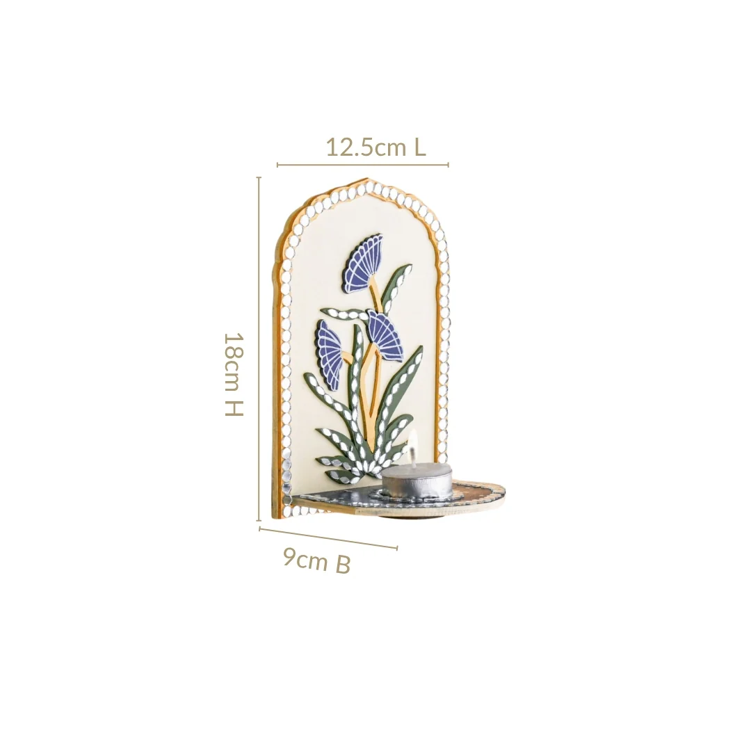 Mirrorwork Lippan Wall Tealight Holder Set Of 2 Royal Blue - Image 4