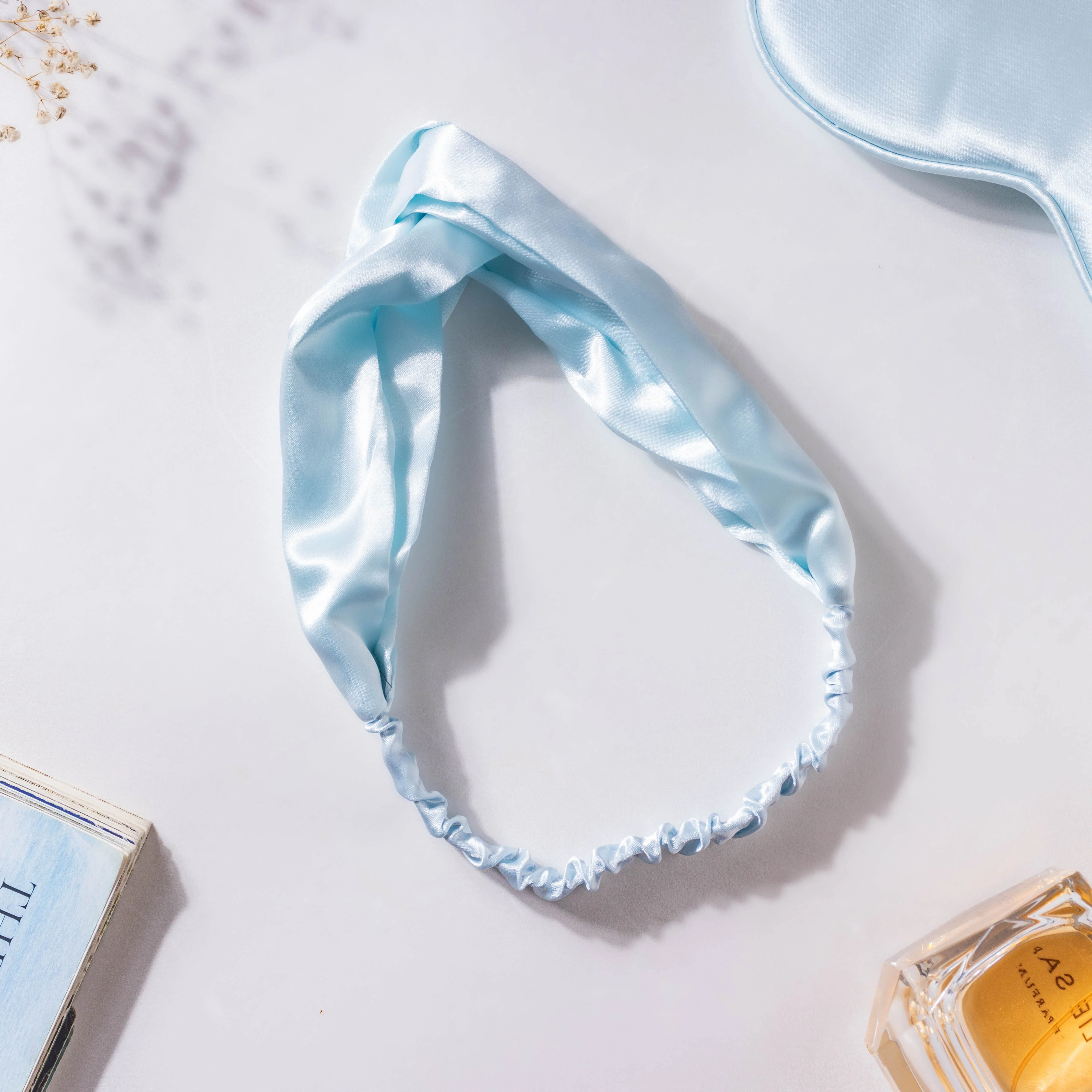 Mist Blue Satin Sleep Care Set of 4 - Image 6