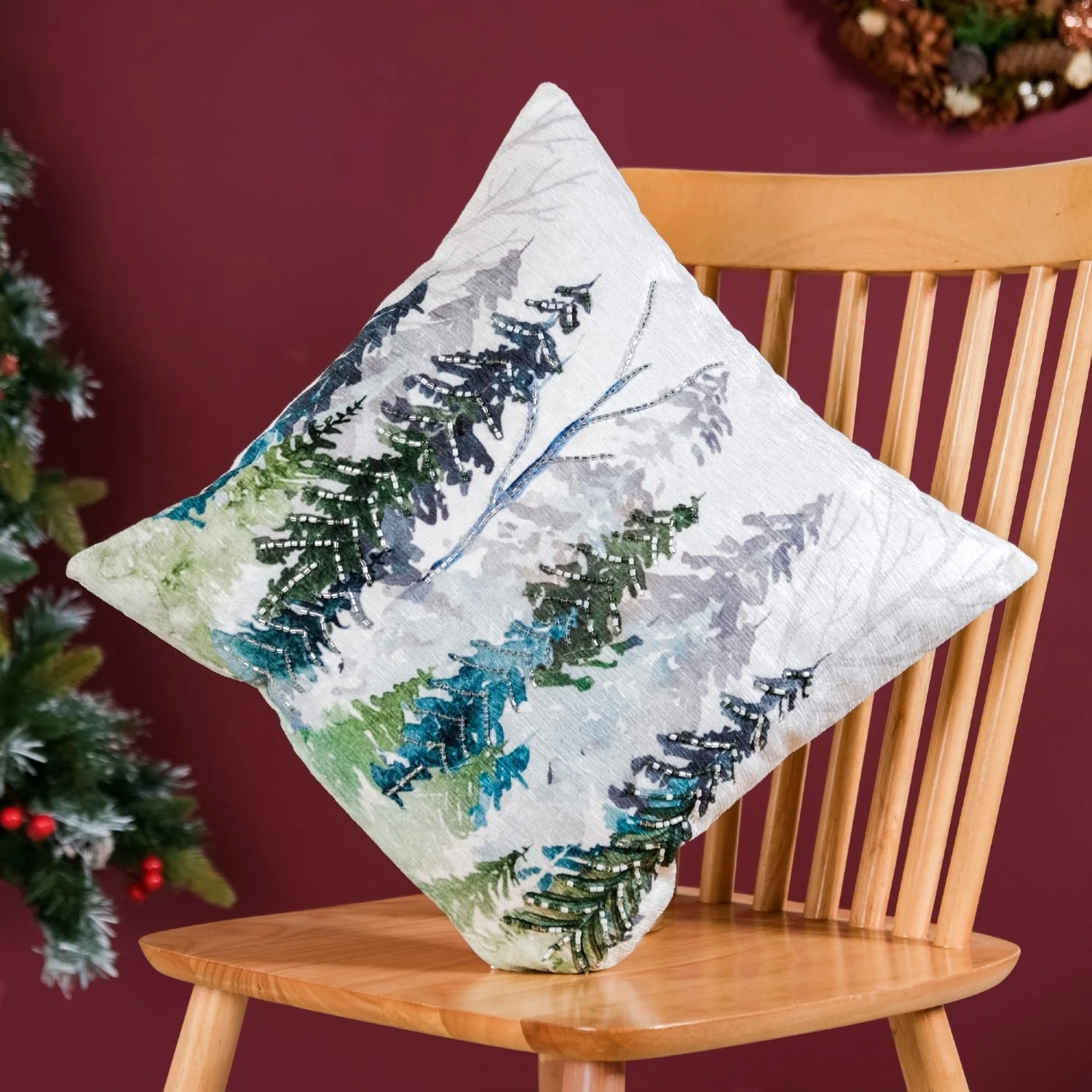 Misty Pine Forest Couch Cushion Cover 40x40cm - Image 2