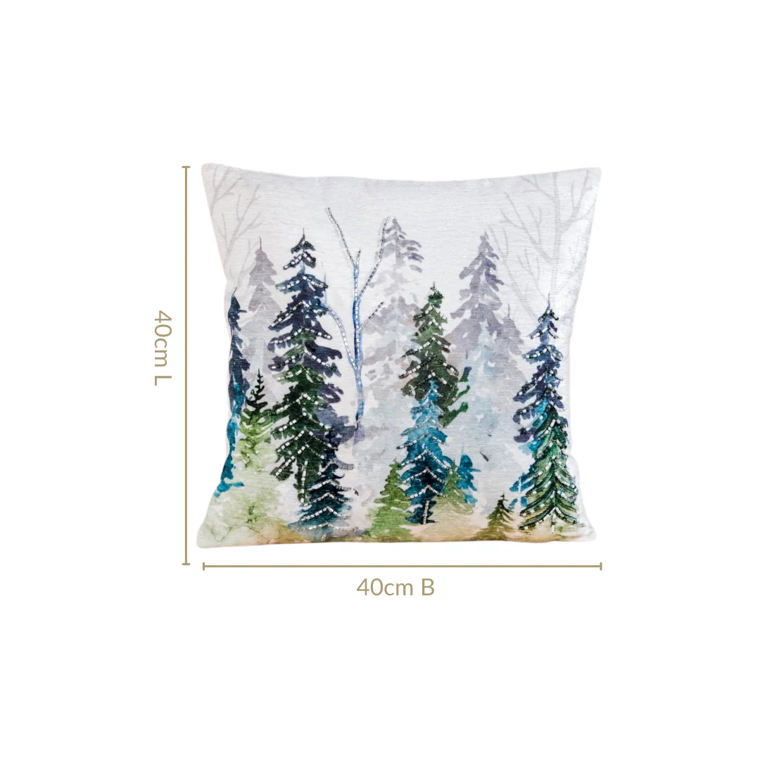 Misty Pine Forest Couch Cushion Cover 40x40cm - Image 4