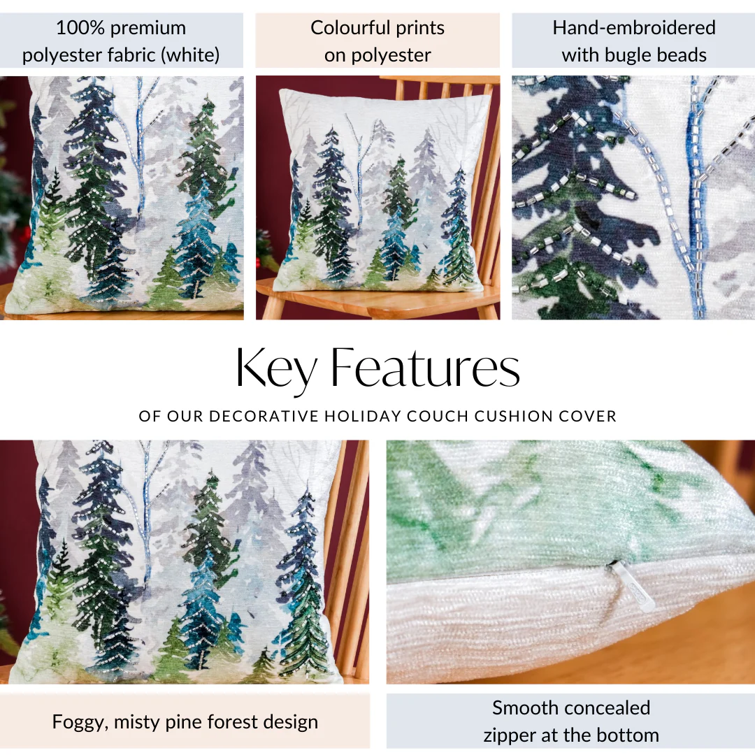 Misty Pine Forest Couch Cushion Cover 40x40cm - Image 5