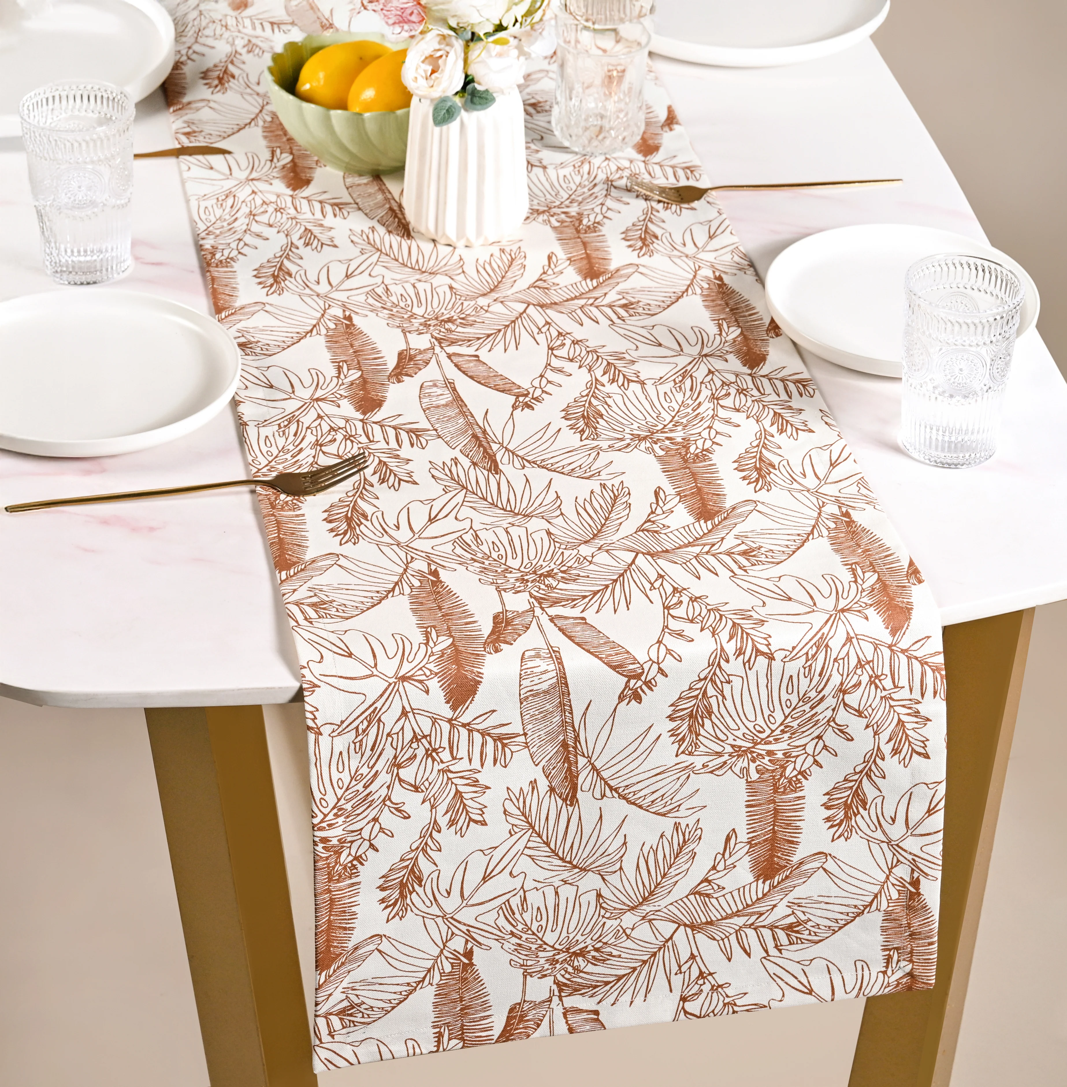 Mocha Fern Table Runner 8 Seater 264x35cm