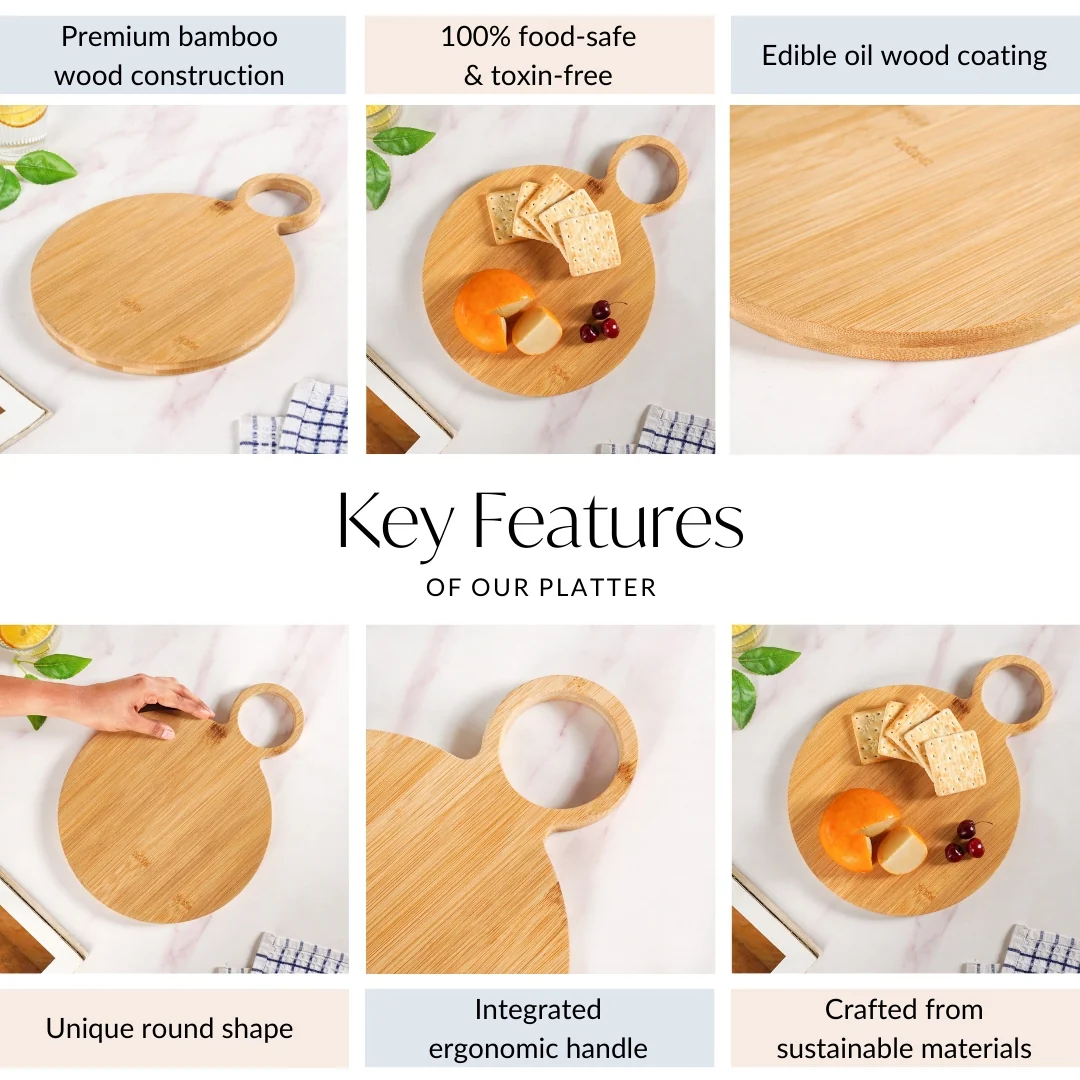 Mod Round Bamboo Serving Platter With Handle 12 Inch - Image 5