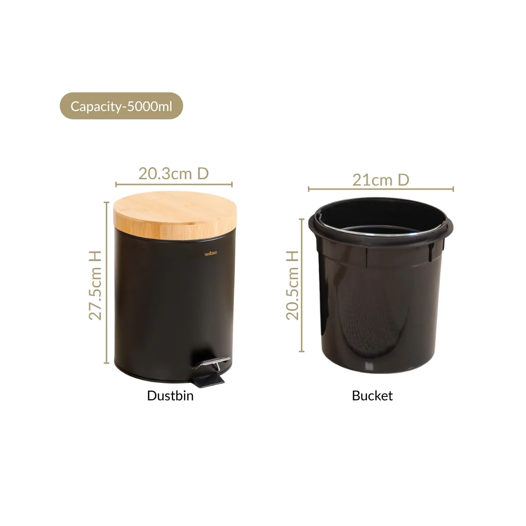 Modbin Dustbin With Detachable Bucket Black 5000ml - Image 5