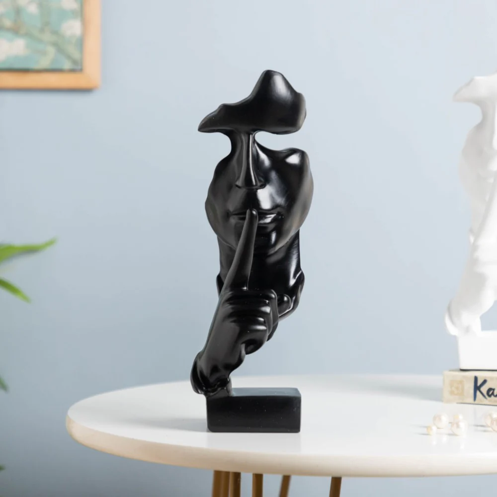 Modern Art Resin Decor Object Black 10.5 Inch