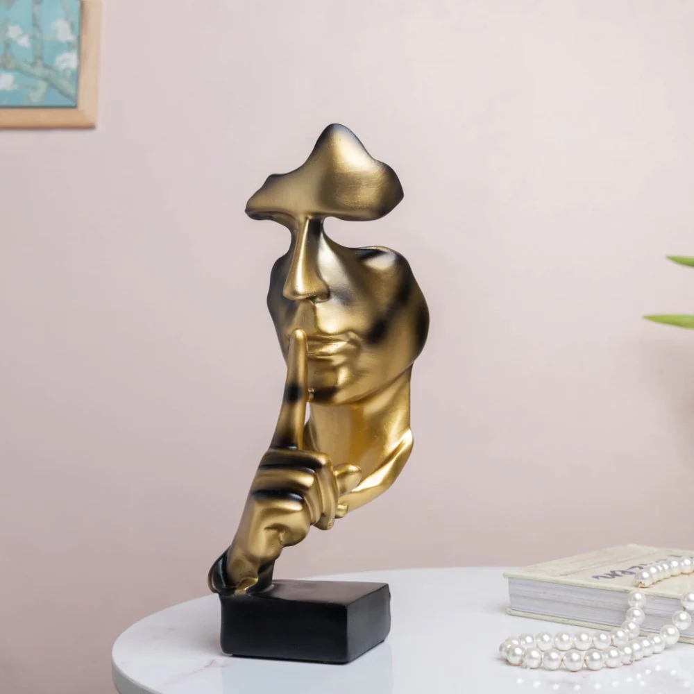 Modern Art Resin Decor Object Gold 10.5 Inch - Image 4