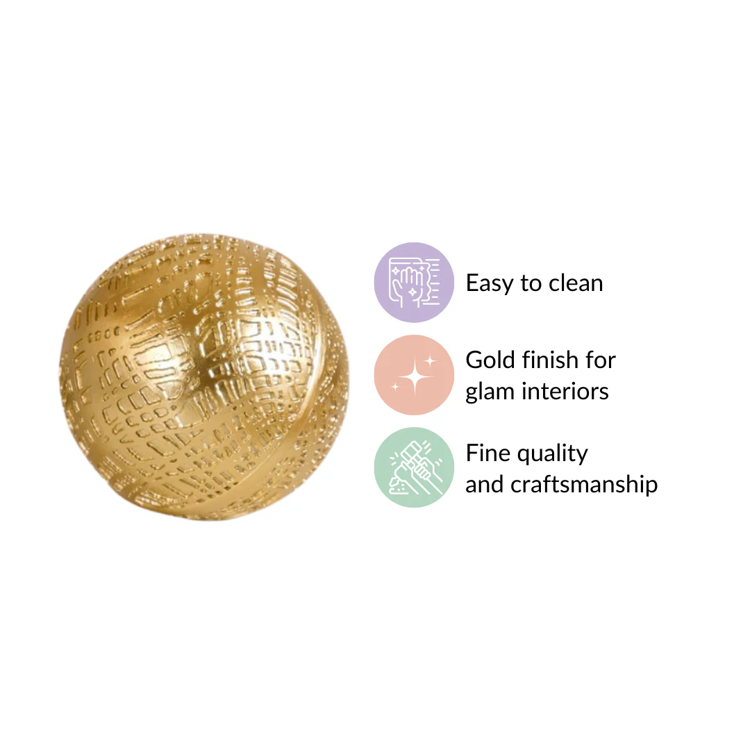 Modern Art Yarn Ball Showpiece Gold - Image 4
