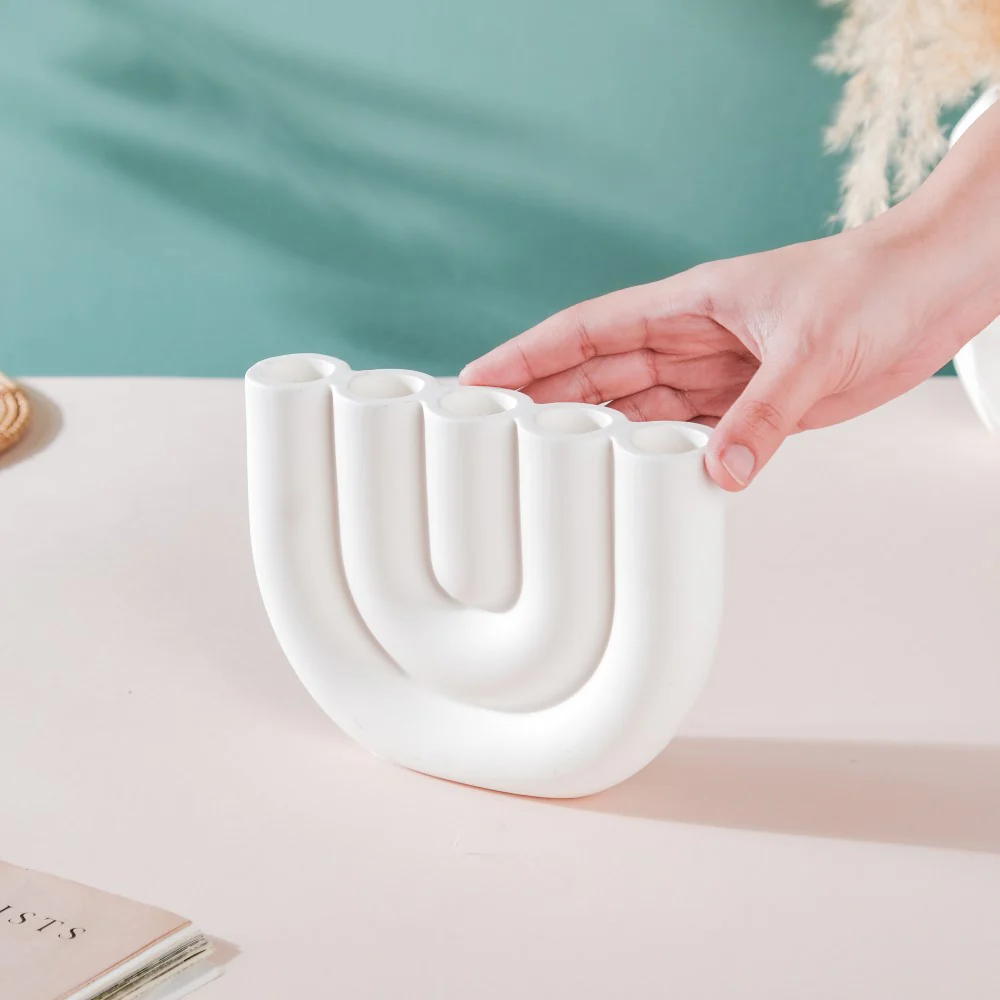 Modern Ceramic Tube Candle Holder 5 Arms - Image 3