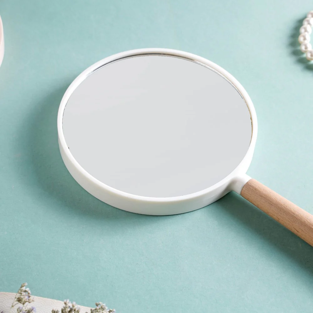 Modern Double Sided Handheld Mirror White - Image 3