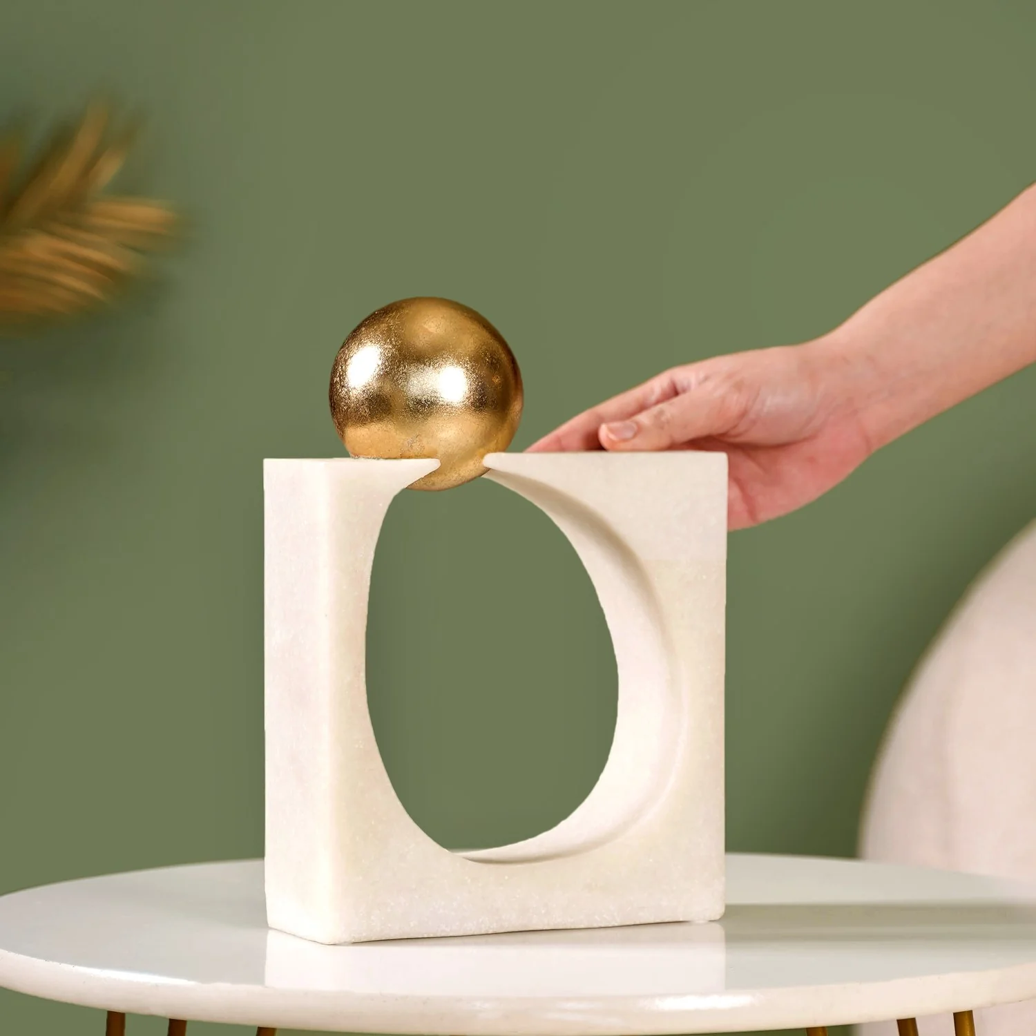 Modern Gold Orb Sculpture - Image 3