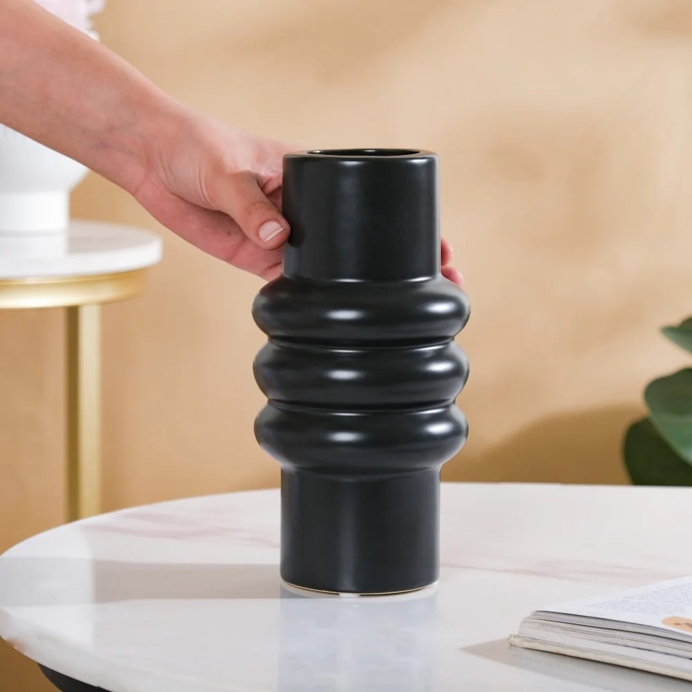 Modern Luxe Tall Tube Vase Black - Image 2