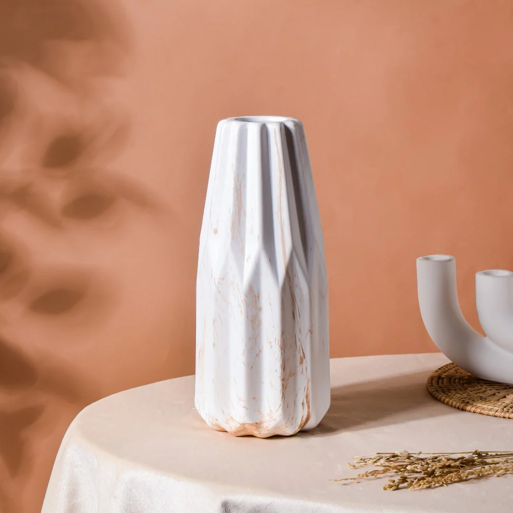 Modern Marble Pattern Ceramic Vase For Home White - Image 6