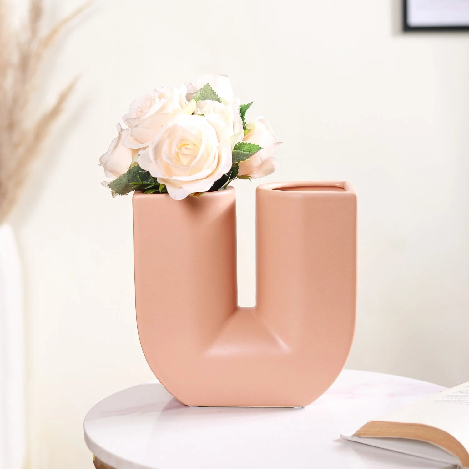 Modern Neutral Tone U Vase - Image 2