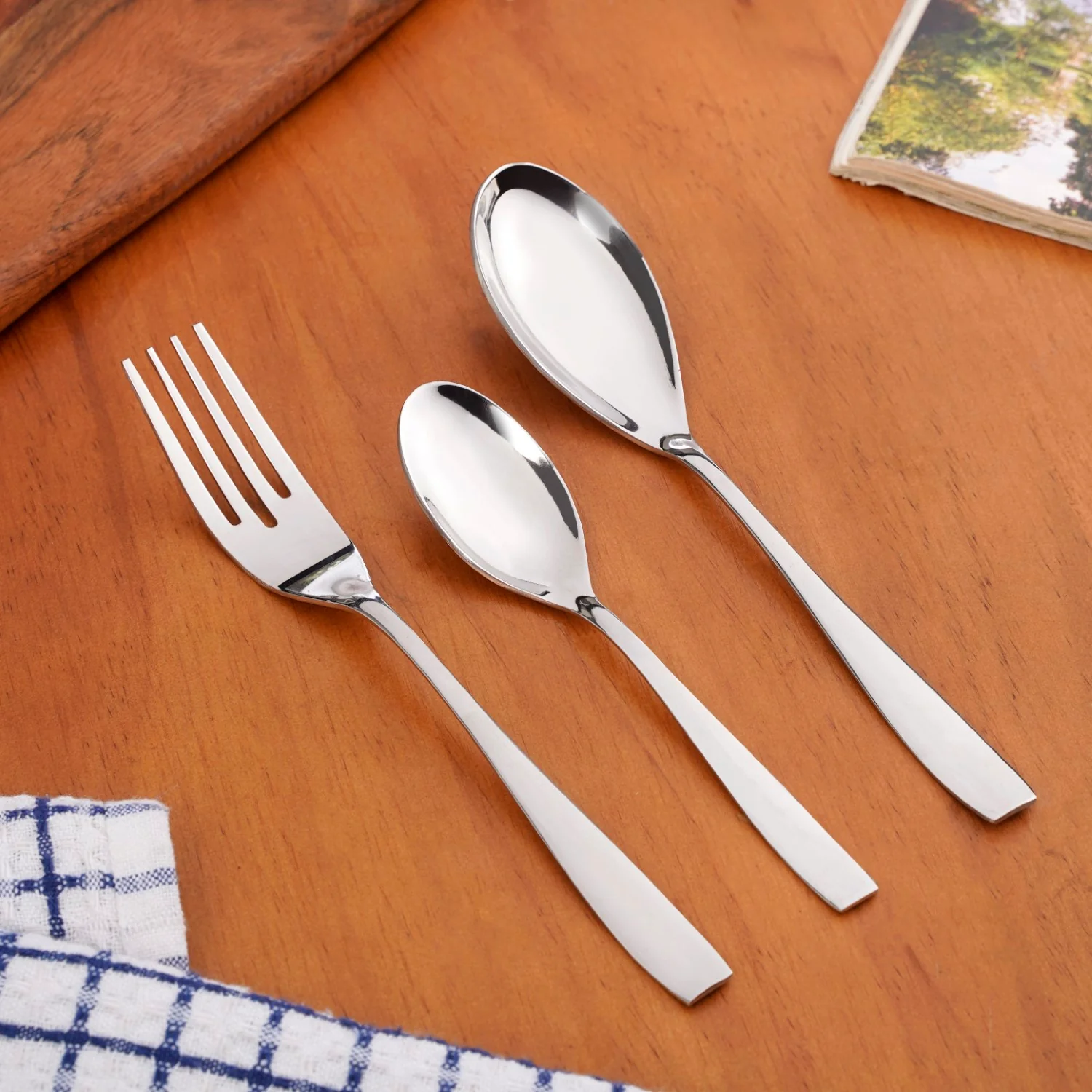Modern Quenelle Stainless Steel Cutlery Set Of 18 - Image 2