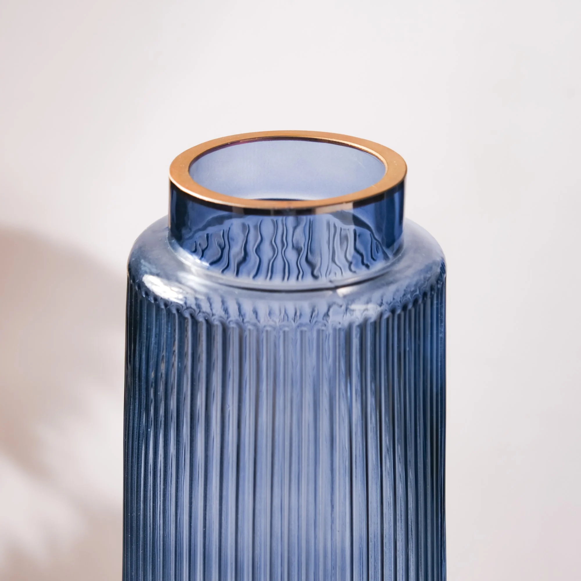 Modern Ribbed Bouquet Glass Vase Blue - Image 5