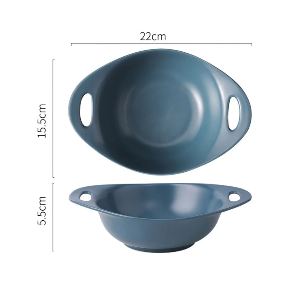 Modern Serving Bowl With Handle Teal Small - Image 6