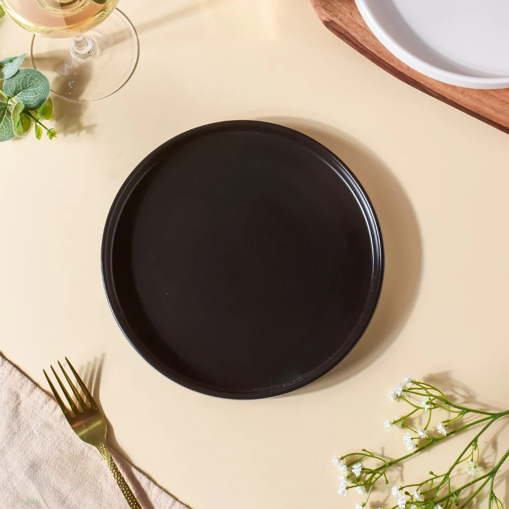 Modern Stoneware Snack Plate Black - Image 4