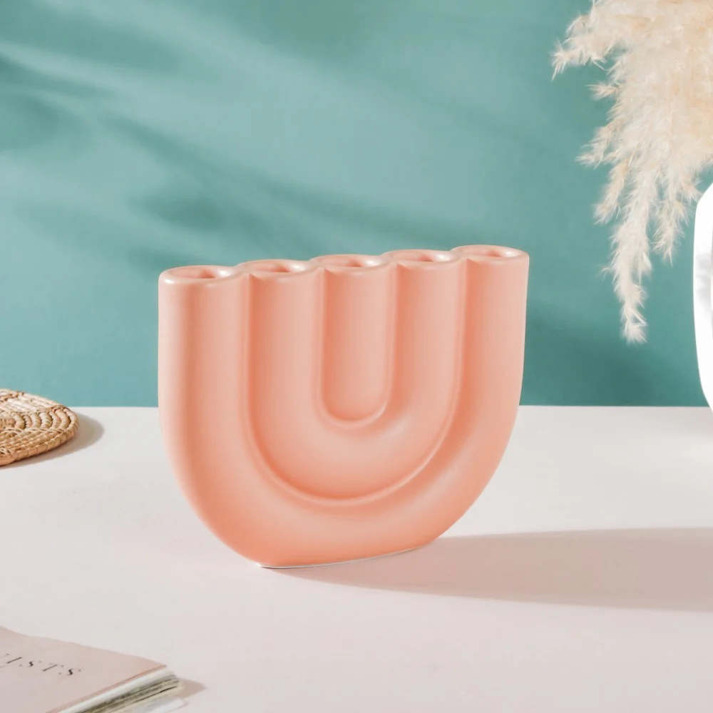 Modern Tube Candle Holder 5 Arms Peach - Image 8