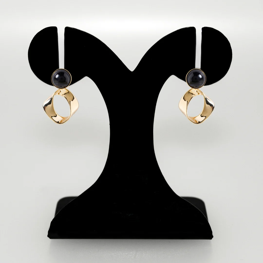 Modern Twist Dangle Earrings Black - Image 6