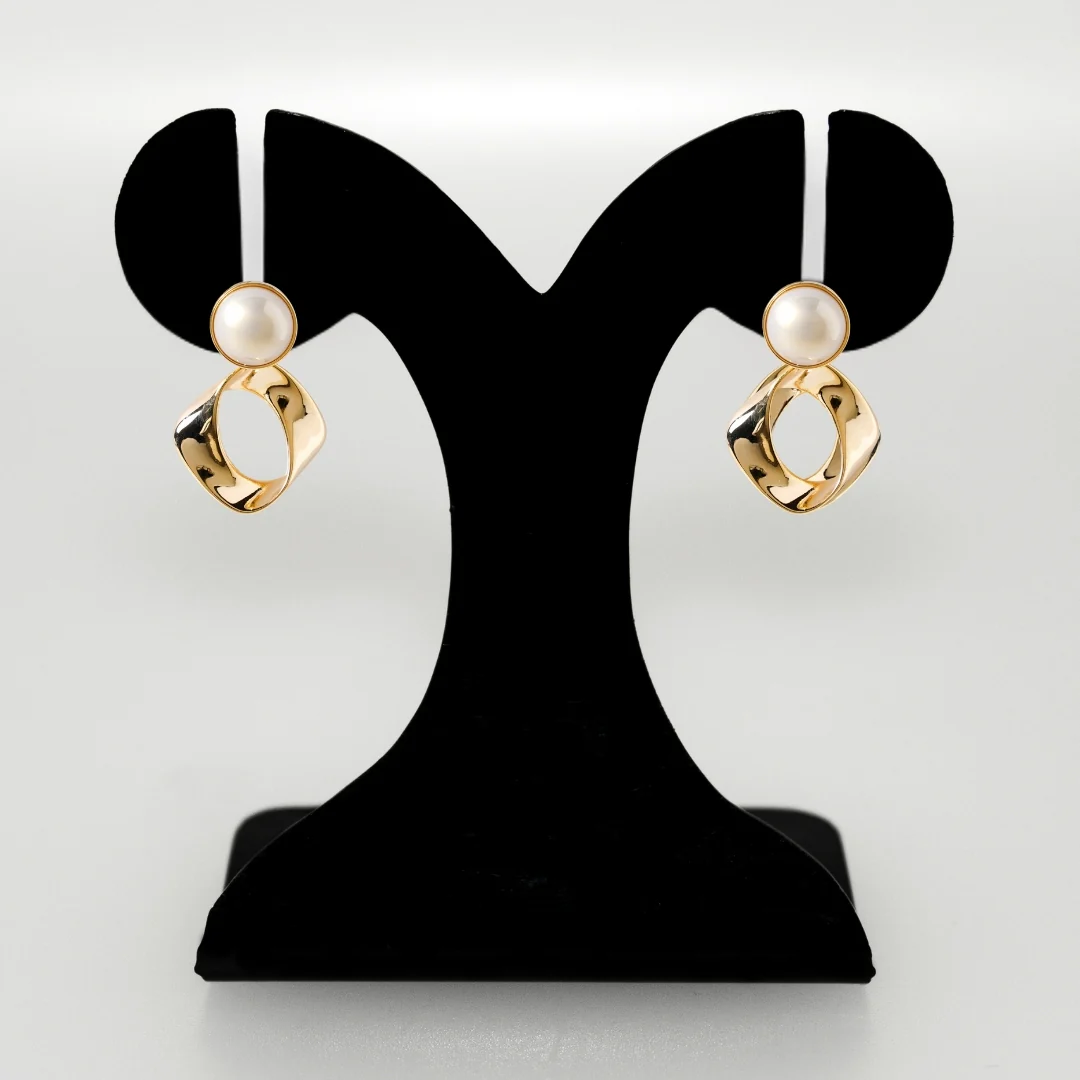 Modern Twist Dangle Earrings White - Image 6