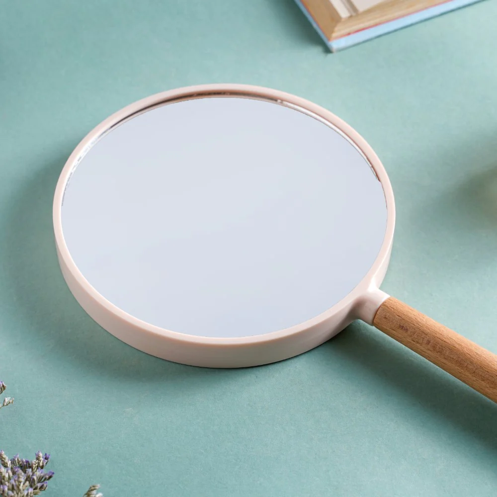 Modern Two Sided Handheld Mirror Baby Pink - Image 3